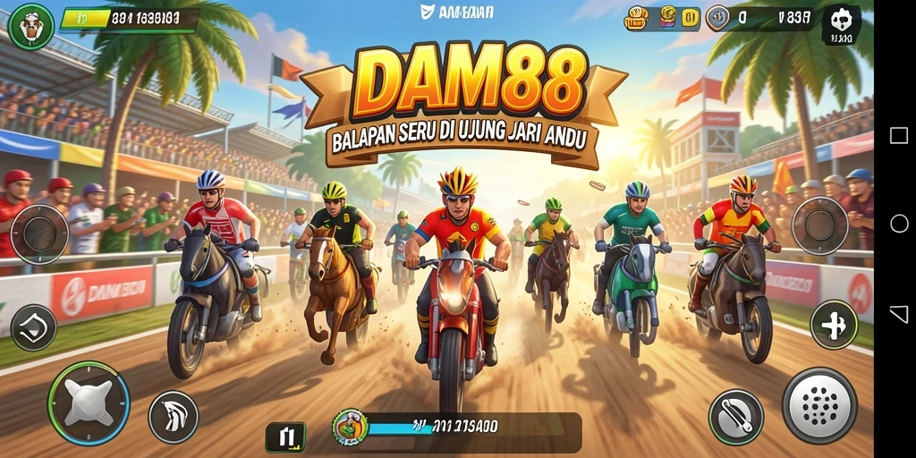 Screenshot menunjukkan aksi balapan seru di <strong>DAM88</strong>.