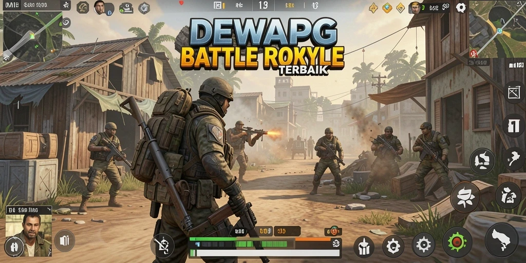 Tangkapan layar DEWAPG menampilkan aksi pertandingan Battle Royale yang seru.