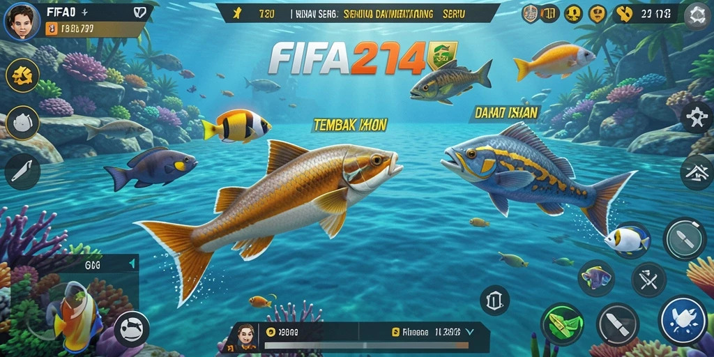 Tampilan gameplay menegangkan saat menangkap ikan besar.