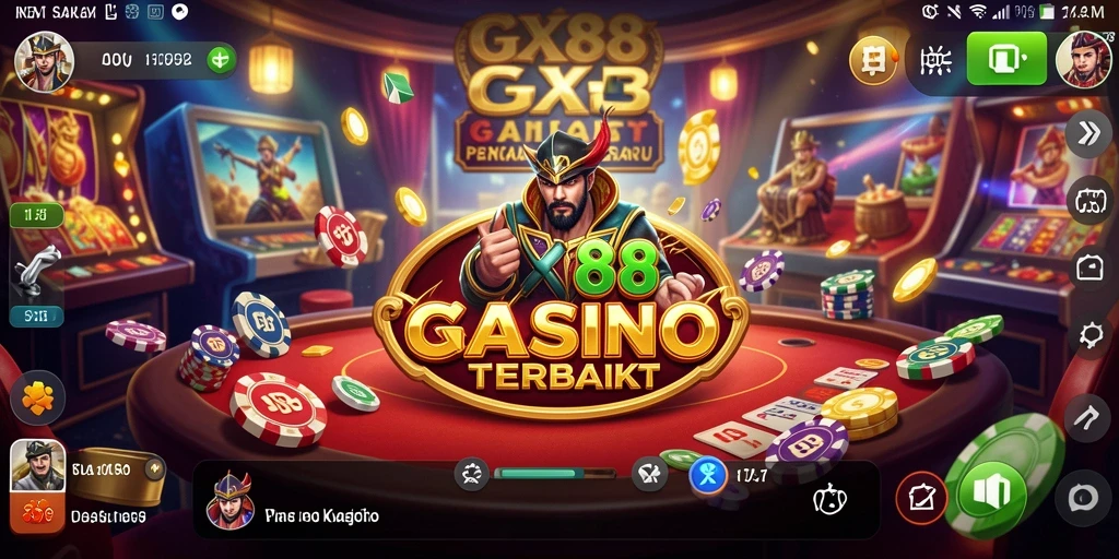 Screenshot GX88 menampilkan aksi seru dari permainan Kasino di ponsel.