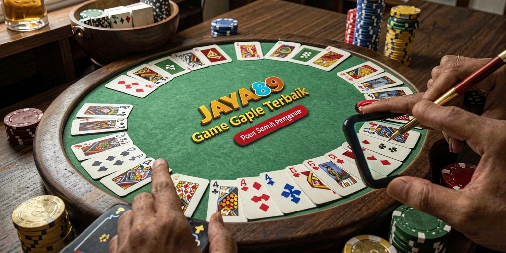 Screenshot utama <strong>JAYA89</strong> menampilkan gameplay Gaple yang seru dan dinamis.
