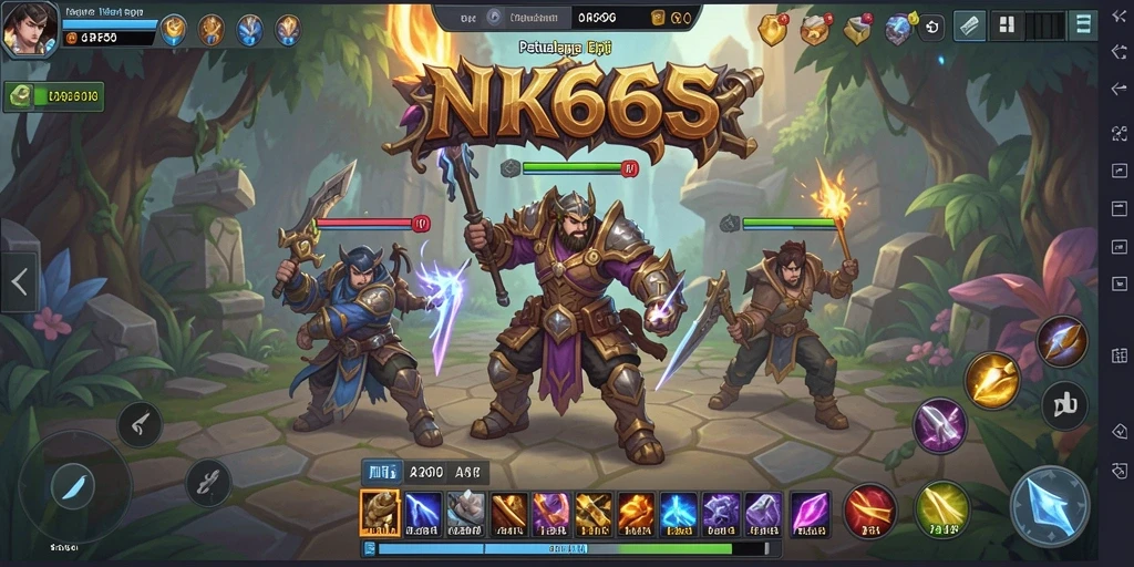 Tangkapan layar menunjukkan aksi seru dalam NK666 selama pertarungan dengan monster.