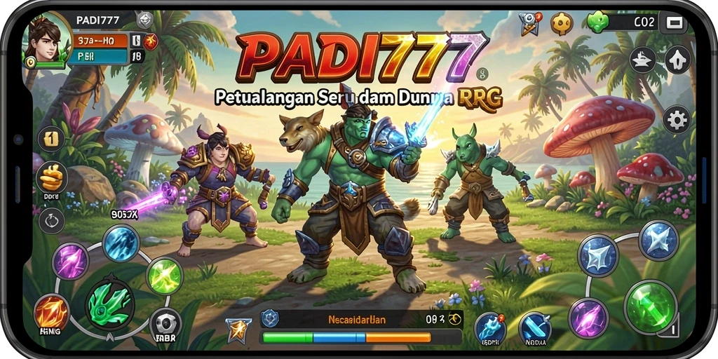 Screenshot PADI777 menampilkan karakter dalam pertempuran RPG yang seru.
