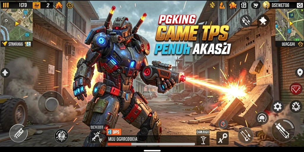 Tampilan gameplay PGKING yang menegangkan dalam pertempuran TPS.