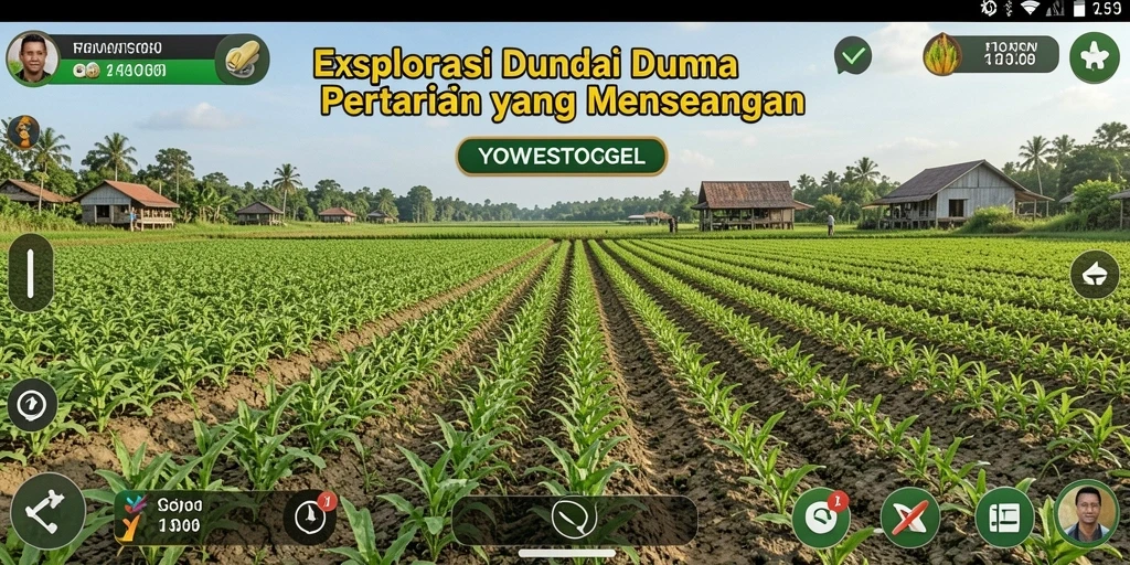 Tampilan gameplay seru dari YOWESTOGEL yang menggambarkan aktivitas pertanian.