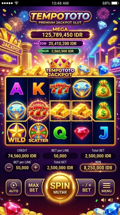 Tampilan antarmuka pengguna aplikasi tempototo yang intuitif.